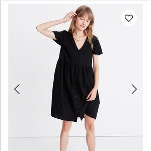 Madwell Linen Blend Button Front V-Neck Dress